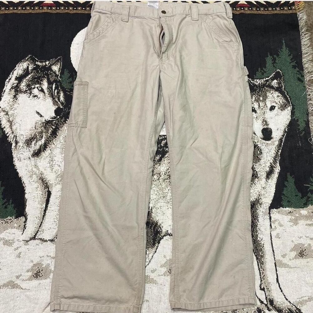 Carhartt Men's Tan and Cream Cargo/Carpenter Pants Size: 38x30